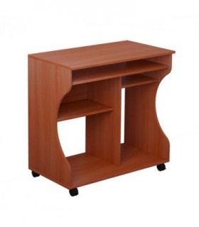 Computer Desk Laptop Writing Table Storage Shelf Workstation Wheels-Cherry Wood