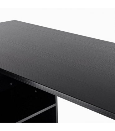 L Shape Computer Desk Workstation Home Office Drawer Shelf File Cabinet-Black