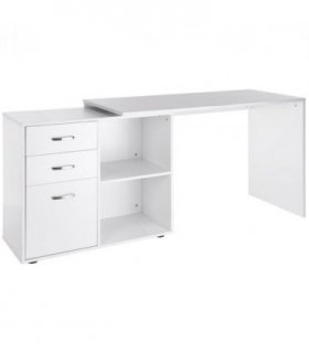 Home Office L Shape Computer Desk Workstation Drawer Shelf File Cabinet-White