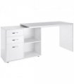 Home Office L Shape Computer Desk Workstation Drawer Shelf File Cabinet-White