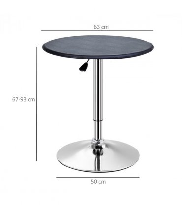 Chrome Steel Height Adjustable Round Bar Table Dinning Table Black