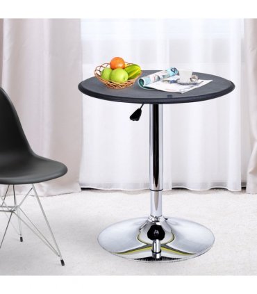 Chrome Steel Height Adjustable Round Bar Table Dinning Table Black