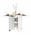 Kitchen Folding Desk Mobile Drop Leaf Dining Table Wheel Storage Shelves White