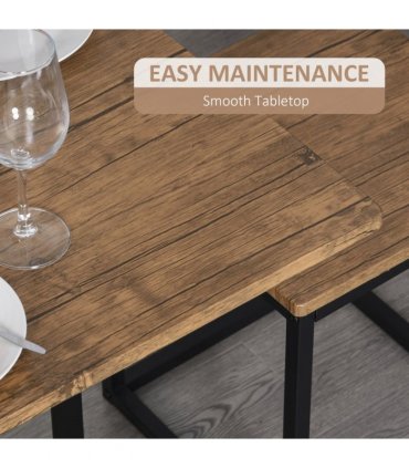 MDF Topped Steel 5-Piece Dining Set Dining Table with 4 Stools Black/Brown