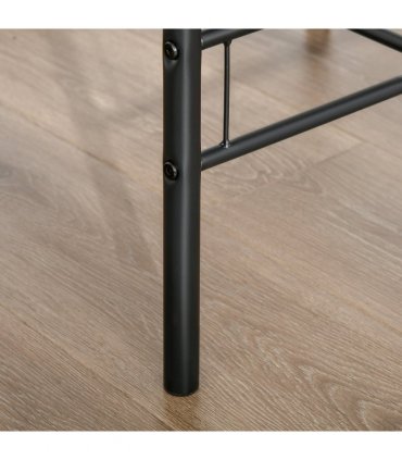 MDF 2-Seater Bar Stool and Table Set w/ Bottle Storage Shelf Wood Tone