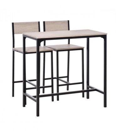 Metal Frame MDF Top Table & Bar Stool Set Black