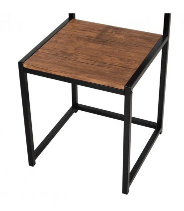 Bar Stool and Table Set Steel Frame MDF 2-Seater Wood Tone Rustic Brown