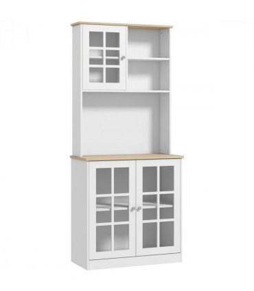 183cm Sideboard Grid Glass Doors Shelves Kitchen  72" Solid w/Glass Door