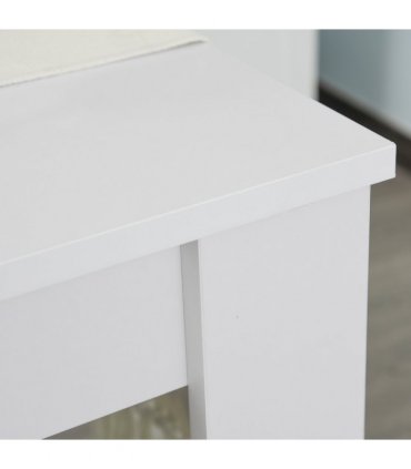 Particle Board 3-Piece Dining Set Dining Table with Benches White