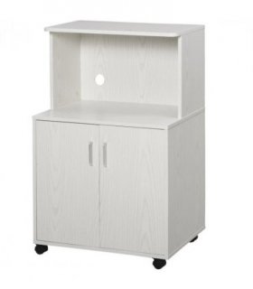 Microwave Cart on Wheels Utility Trolley 97x60.4x40.3cm, White