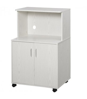 Microwave Cart on Wheels Utility Trolley 97x60.4x40.3cm, White