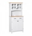 Kitchen Cupboard, Framed Glass Doors, 2 Drawers, Microwave Counter, White