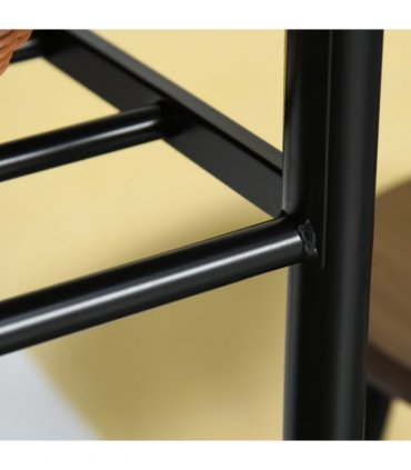 Bar Set Black MDF Table 80cmx50cmx90cm 2 Stools Metal Frame Oak Compact Size