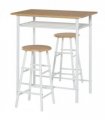 3Pc Bar Height Dining Furniture SetWhite and Oak 3-Piece Kitchen