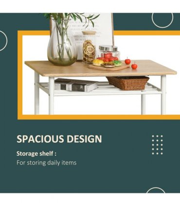 3Pc Bar Height Dining Furniture SetWhite and Oak 3-Piece Kitchen