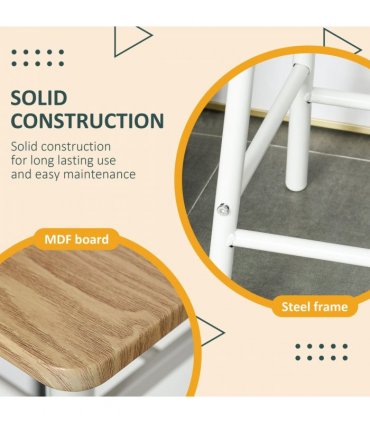 3Pc Bar Height Dining Furniture SetWhite and Oak 3-Piece Kitchen