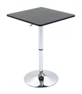 Modern Adjustable Counter Bar Table Black and Silver Frame MDF 60cmx60cmx69-93cm