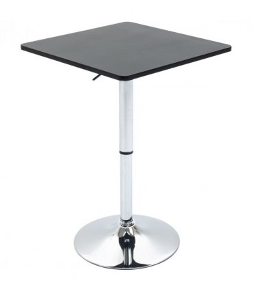 Modern Adjustable Counter Bar Table Black and Silver Frame MDF 60cmx60cmx69-93cm