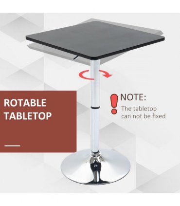 Modern Adjustable Counter Bar Table Black and Silver Frame MDF 60cmx60cmx69-93cm