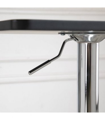 Modern Adjustable Counter Bar Table Black and Silver Frame MDF 60cmx60cmx69-93cm