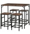 MDF Industrial 5-Piece Dining Set Dining Table with 4 Stools Black/Brown