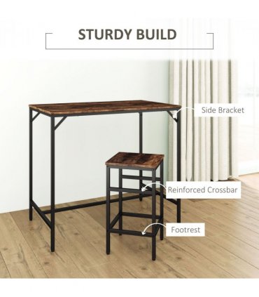MDF Industrial 5-Piece Dining Set Dining Table with 4 Stools Black/Brown