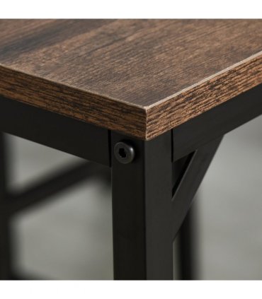 MDF Industrial 5-Piece Dining Set Dining Table with 4 Stools Black/Brown