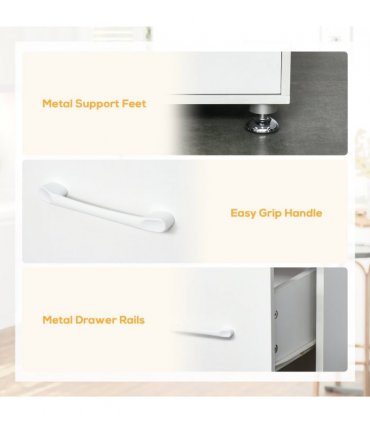 Kitchen Buffet Storage,2 Cabinets, 3 Drawers , 60x40x150cm, White