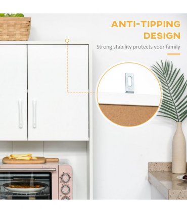 Kitchen Buffet Storage,2 Cabinets, 3 Drawers , 60x40x150cm, White