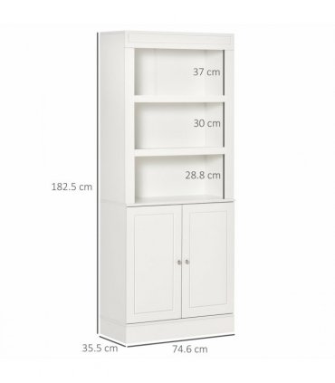 Kitchen Cupboard White MDF and particle board 74.6 x 35.5 x 182.5 cm Double-door