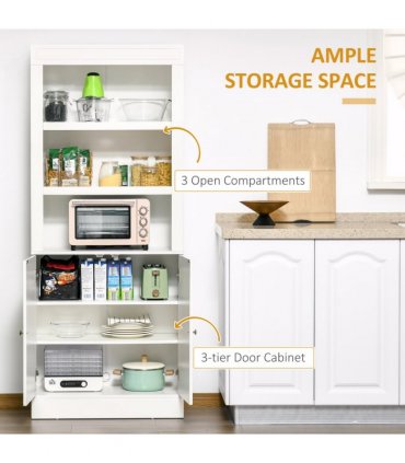 Kitchen Cupboard White MDF and particle board 74.6 x 35.5 x 182.5 cm Double-door