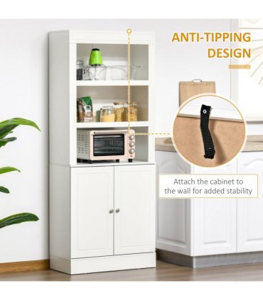 Kitchen Cupboard White MDF and particle board 74.6 x 35.5 x 182.5 cm Double-door