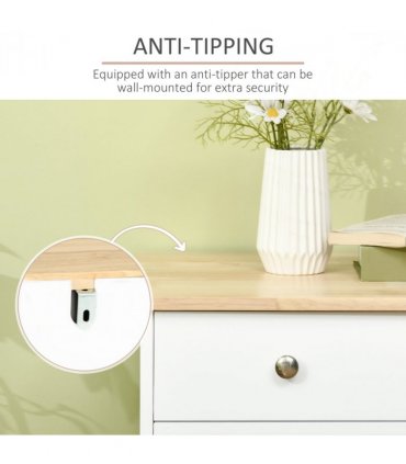 Sideboard White Rubberwood Top Buffet Drawers Adjustable Shelves 101cmx40cmx85cm