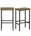 Set of 2 Kitchen Breakfast Bar Chairs with Footrest, Rustic Brown