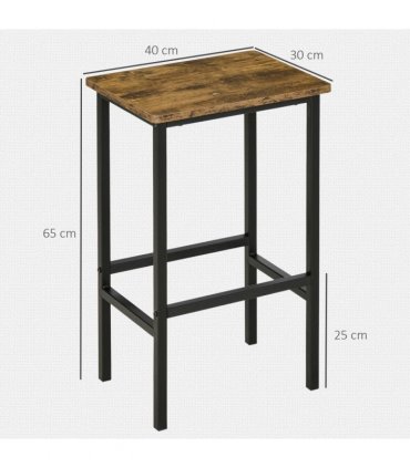 Set of 2 Kitchen Breakfast Bar Chairs with Footrest, Rustic Brown