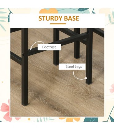 Set of 2 Kitchen Breakfast Bar Chairs with Footrest, Rustic Brown