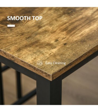 Industrial Bar Table Set, 2 Stools, 3PC Counter Height Rustic Brown