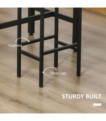 Industrial Bar Table Set, 2 Stools, 3PC Counter Height Rustic Brown