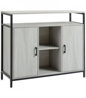 Sideboard, Steel Frame 2 Doors and Adjustable Shelves Light Grey