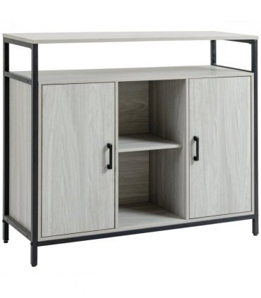 Sideboard, Steel Frame 2 Doors and Adjustable Shelves Light Grey