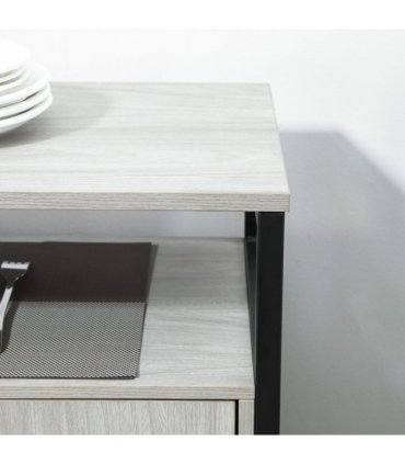 Sideboard, Steel Frame 2 Doors and Adjustable Shelves Light Grey