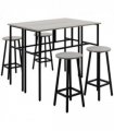 6-Piece Bar Table Set, 2 Breakfast Tables with 4 Stools,Grey