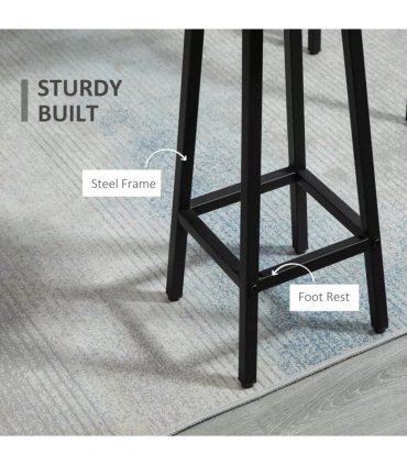 6-Piece Bar Table Set, 2 Breakfast Tables with 4 Stools,Grey