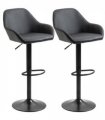 Set of 2, Swivel Barstools with Footrest and Backrest, PU Leather Black