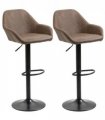 Set of 2, Swivel Barstools Footrest Backrest, PU Leather and Steel Brown
