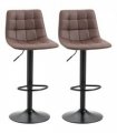 Set of 2, Adjustable Stools  Swivel and Footrest for Home Pub Area, Brown
