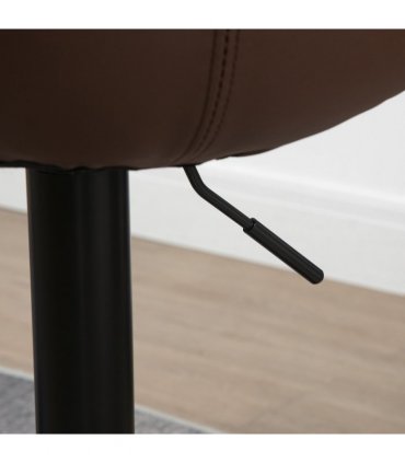 Set of 2, Adjustable Stools  Swivel and Footrest for Home Pub Area, Brown