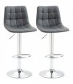 Breakfast Dining Stools Set of 2, Adjustable Swivel Footrest Grey Faux Leather
