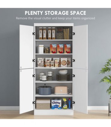 4-Door Kitchen Cabinet, ShelvesWhite