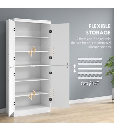 4-Door Kitchen Cabinet, ShelvesWhite